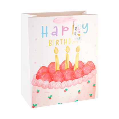 Dárkové tašky Happy Birthday bílé, střední