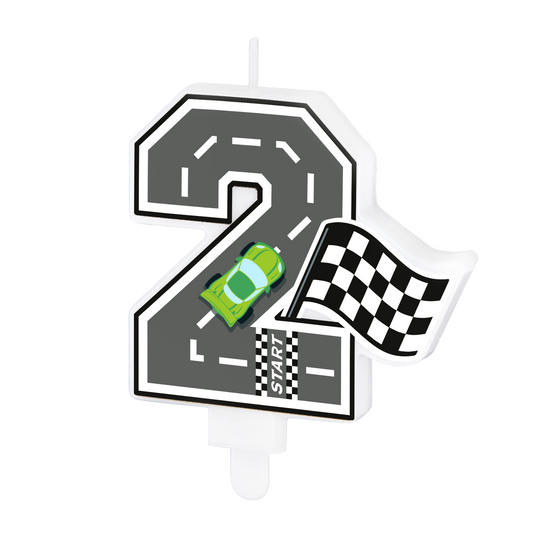 Svíčka závodní auto č. "2" 7 cm