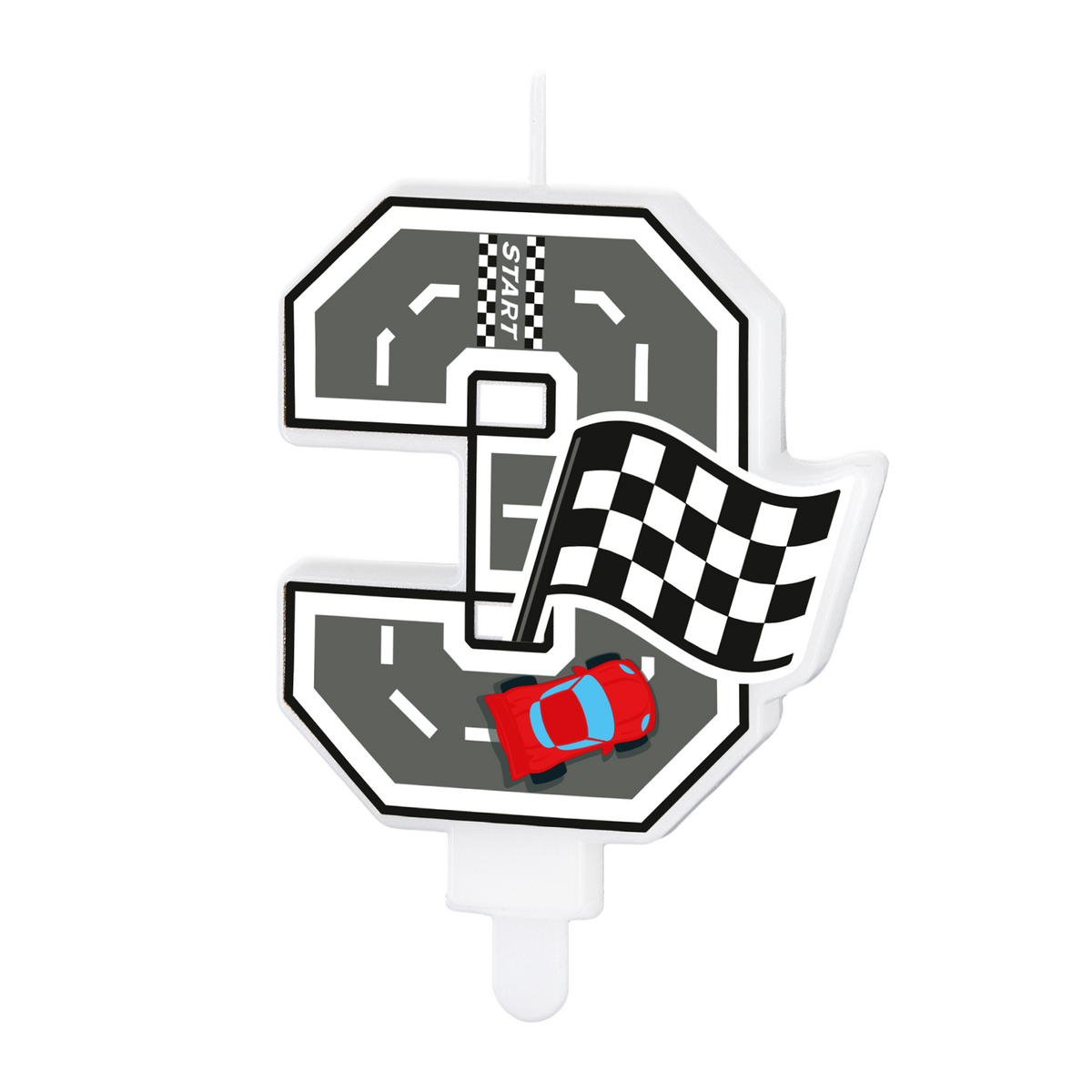Svíčka závodní auto č. "3" 7 cm