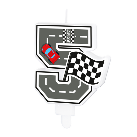 Svíčka závodní auto č. "5" 7 cm