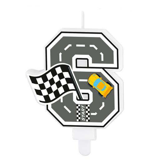 Svíčka závodní auto č. "6" 7 cm