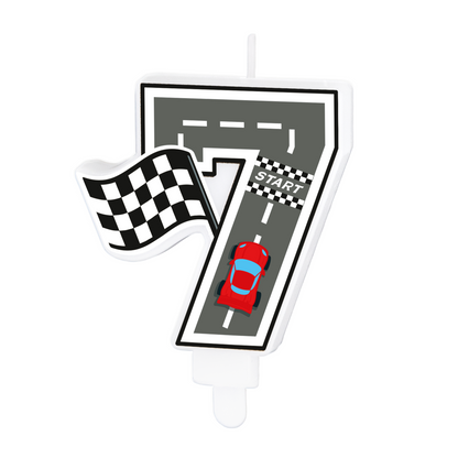 Svíčka závodní auto č. "7" 7 cm