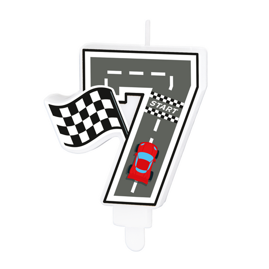 Svíčka závodní auto č. "7" 7 cm