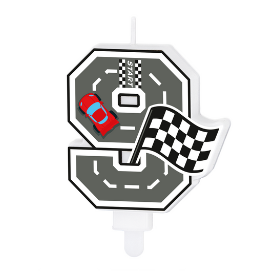 Svíčka závodní auto č. "9" 7 cm