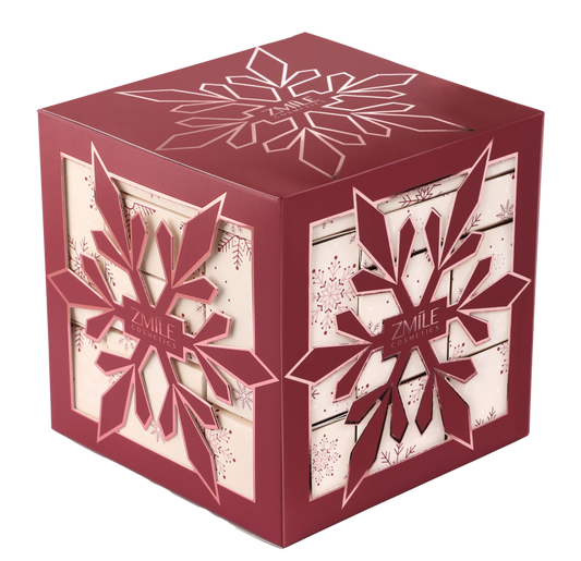 Adventní kosmetický kalendář Snowflake Puzzle - třešňově červená