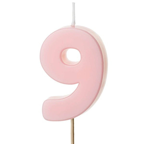 Svíčka narozeninová číslo 9, světle růžová 5,5 cm