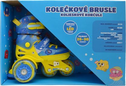 Dětské svítící kolečkové brusle - Modré (vel. 26-30)