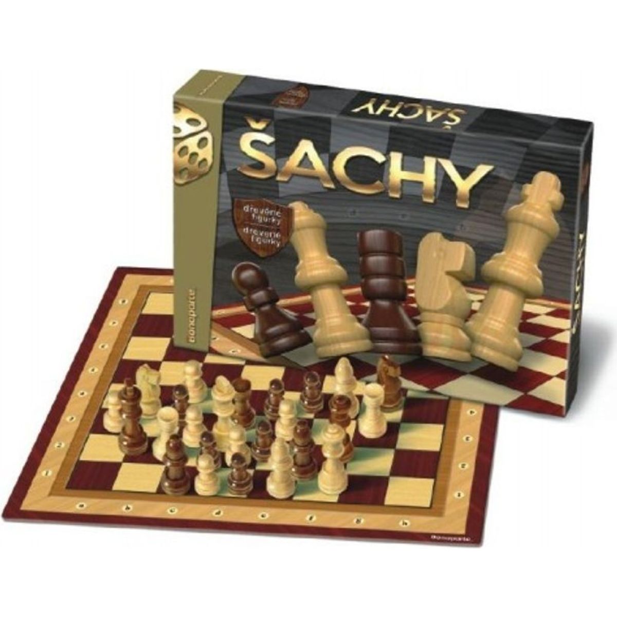 Šachy dřevěné společenská hra v krabici
