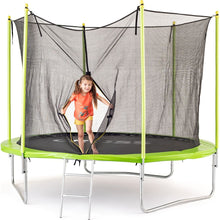 Trampolína Cross se sítí a žebříkem, zelenočerná, 306x306x250cm