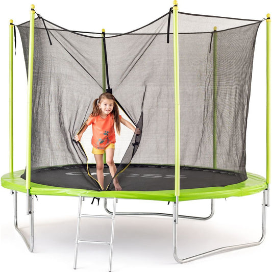 Trampolína Cross se sítí a žebříkem, zelenočerná, 306x306x250cm