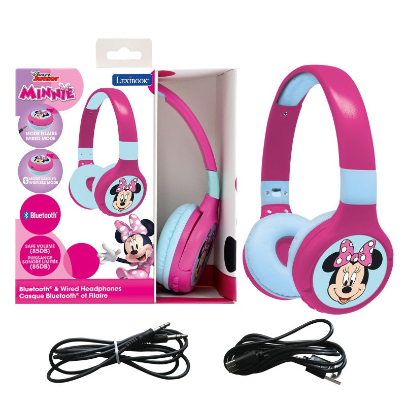 Lexibook 2v1 bluetooth skládací sluchátka Minnie s limitem hlasitosti