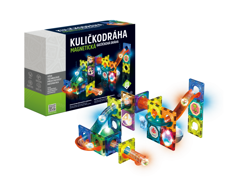 Kuličkodráha magnetická se světlem 49ks