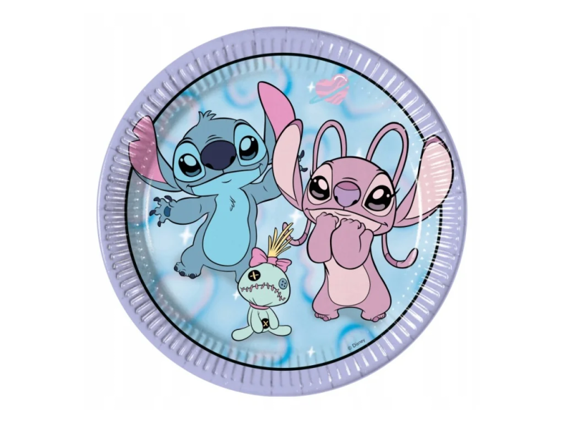 Talíře papírové Stitch a Angel Cute 23 cm 8 ks