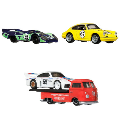 Hot Wheels 3ks prémiový angličák s týmovým tahačem - závod Le Mans