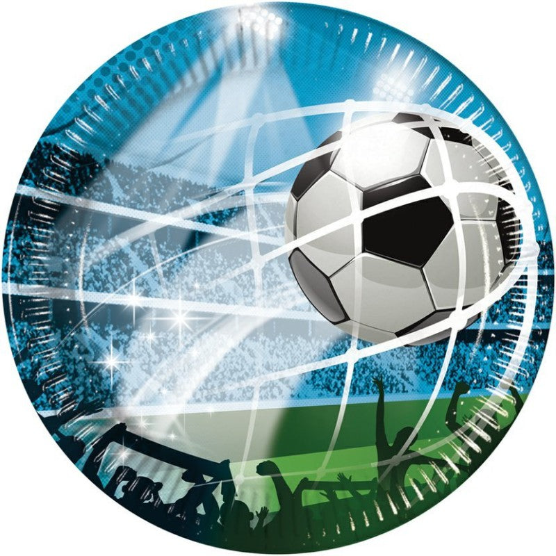 Talířky papírové Fotbal modré 20 cm 8 ks