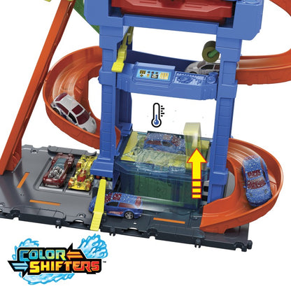 Hot Wheels city color shifters automyčka s otočným tunelem