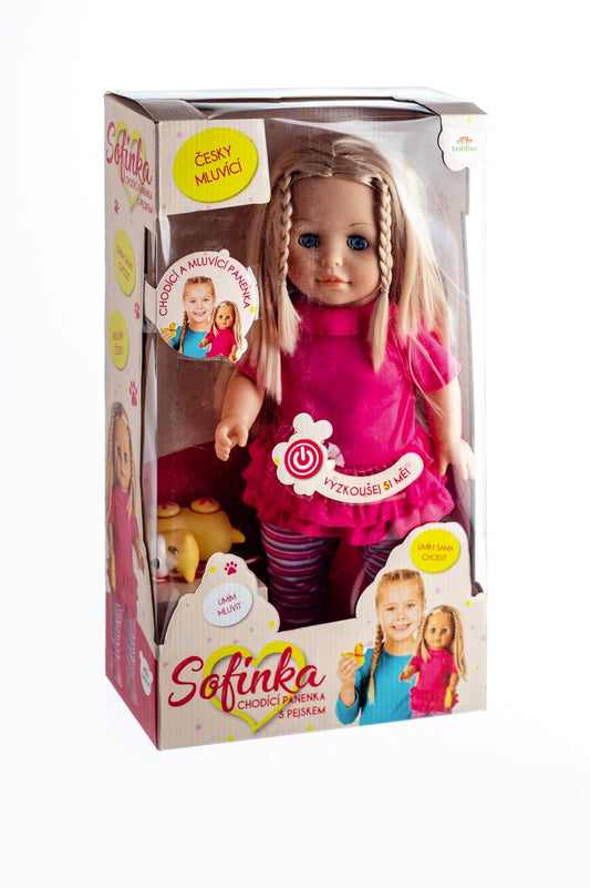 Panenka Sofinka s pejskem chodící a česky mluvící 42 cm