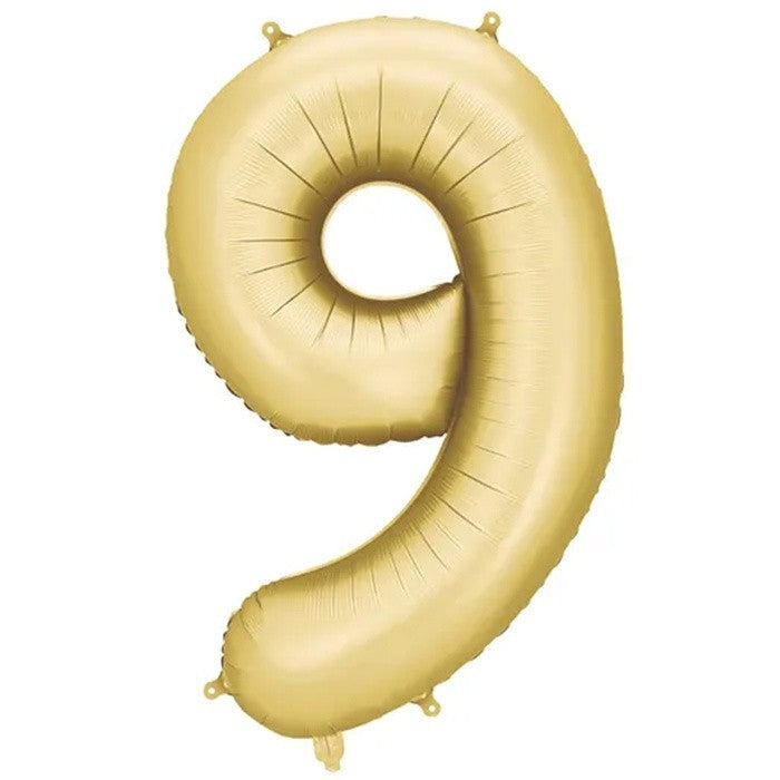 Balónek foliový číslo 9 zlatá 86 cm