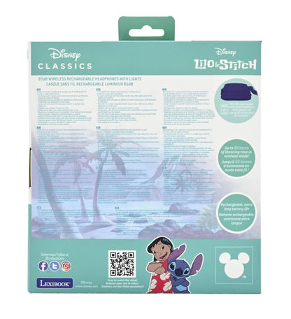 Lexibook 3D bezdrátová sluchátka Stitch se světelnými efekty a limitem hlasitosti