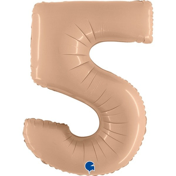 Balónek foliový číslo 5 Satenový nude 102 cm
