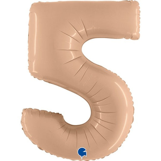 Balónek foliový číslo 5 Satenový nude 102 cm