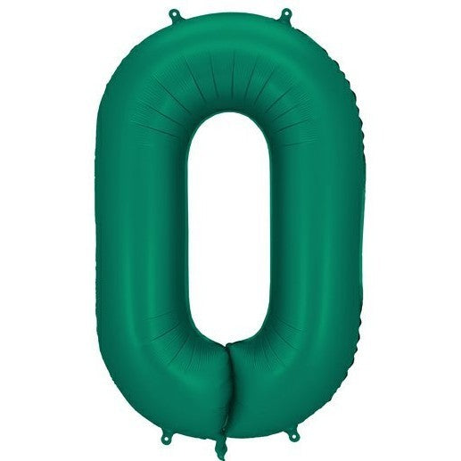 Balónek foliový lahvově zelené číslo "0" 86 cm