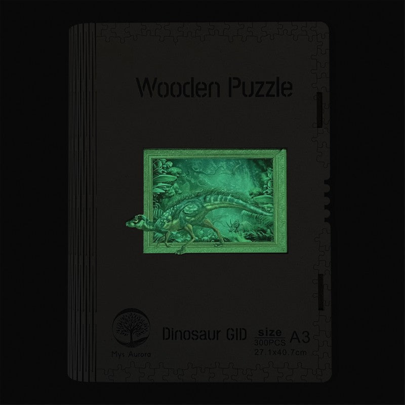 Wooden puzzle Dinosaur A3 GID - svítící ve tmě