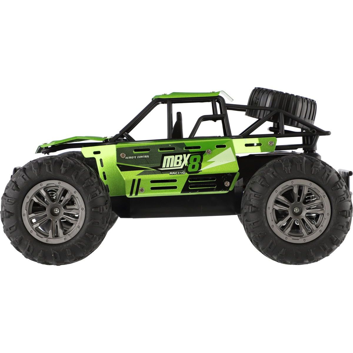 Auto RC buggy terénní zelené 22cm plast 2,4GHz na baterie + dobíjecí pack v krabici 32x16x18cm