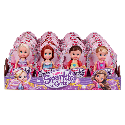 Princezna Sparkle Girlz malá v kornoutku růžovo-zelené šaty- hnědé vlasy