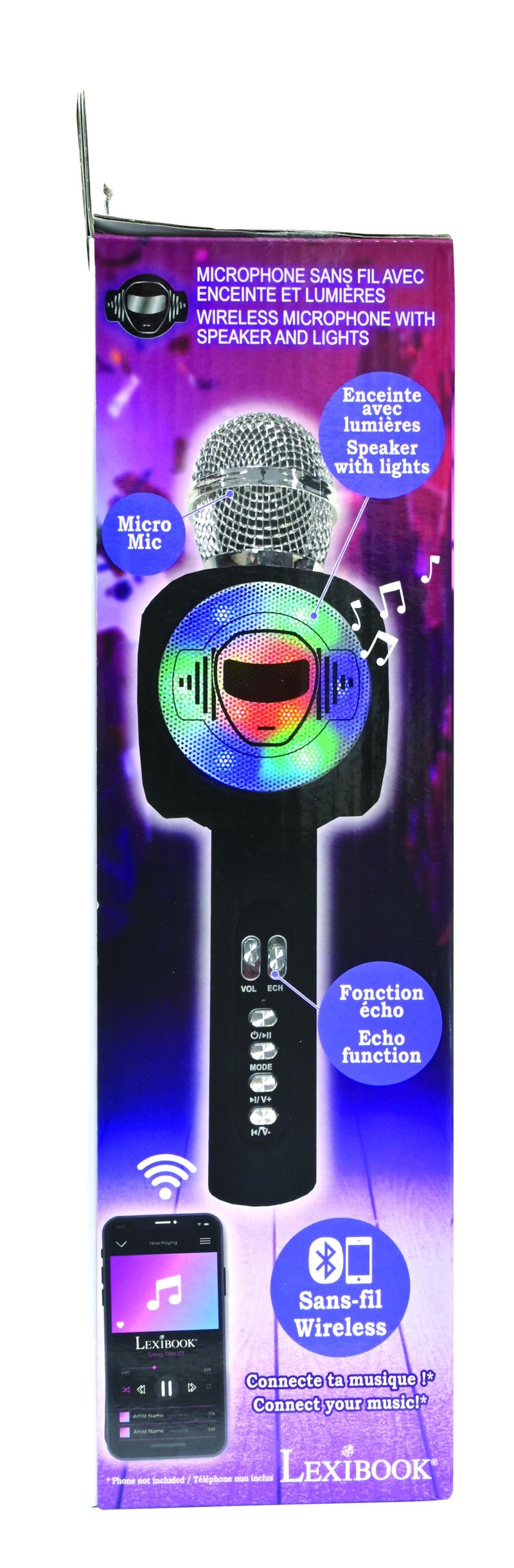 Lexibook bezdrátový karaoke mikrofon iParty s vestavěným reproduktorem a světelnými efekty