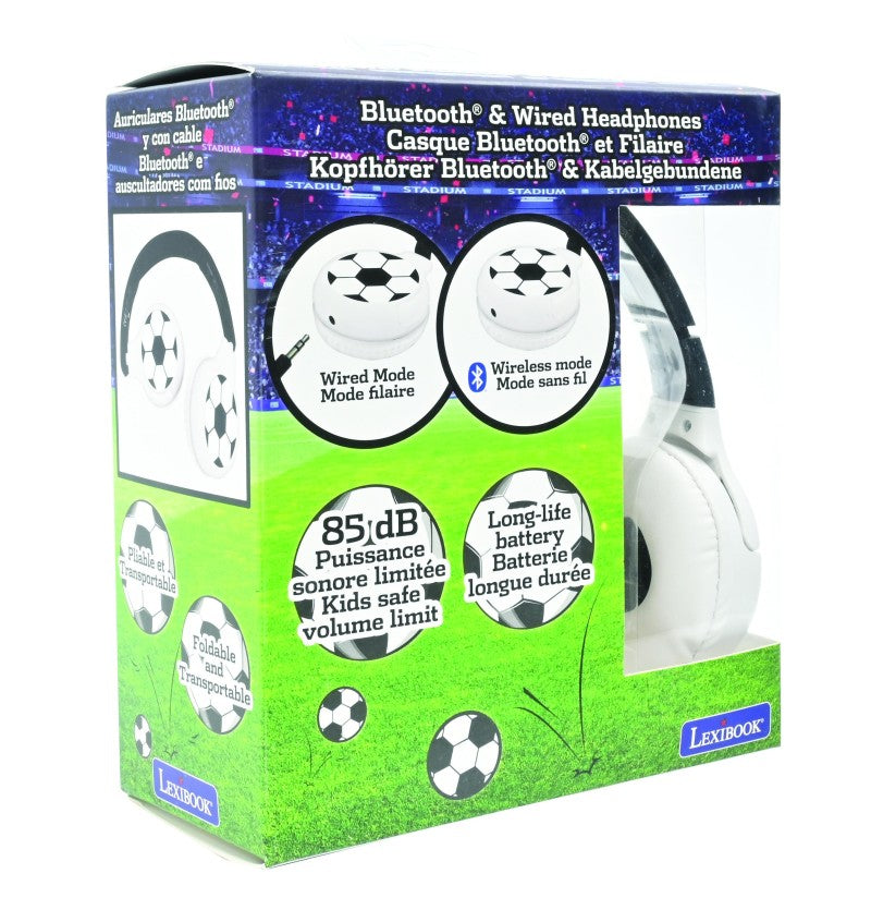 Lexibook 2v1 bluetooth skládací sluchátka Fotbal s limitem hlasitosti