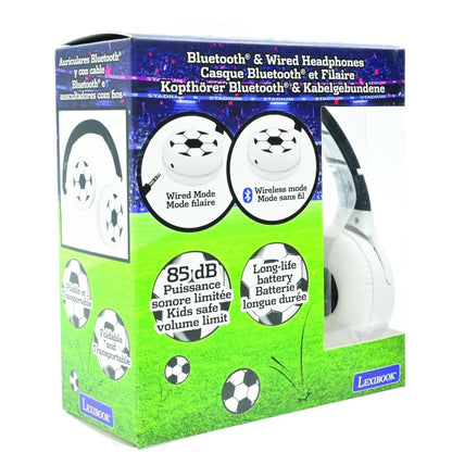Lexibook 2v1 bluetooth skládací sluchátka Fotbal s limitem hlasitosti