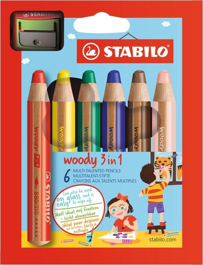 STABILO WOODY 3v1 6ks + ořez.