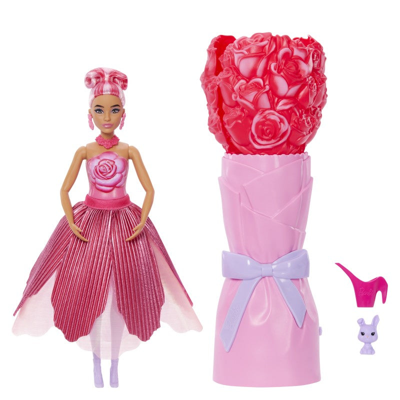 Panenka Barbie Petal Pop Květinové překvapení - Červená růže