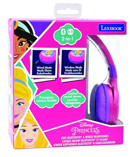 Lexibook 2v1 bluetooth skládací sluchátka Disney princezny s limitem hlasitosti