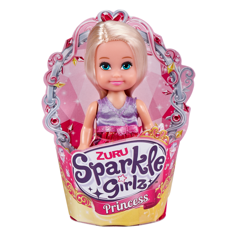 Princezna Sparkle Girlz malá v kornoutku růžové šaty-blond vlasy