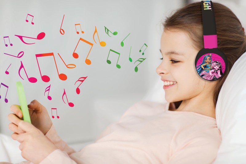 Lexibook 2v1 bluetooth skládací sluchátka Monster High s limitem hlasitosti
