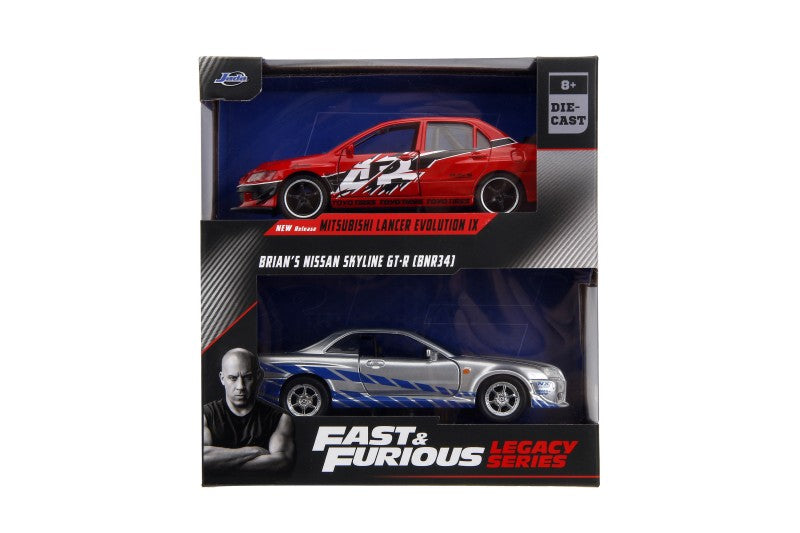 Rychle a zběsile Twin Pack 2006 Mitsubishi Lancer Evo IX + Brianův 2002 Nissan Skyline GTR