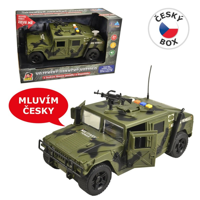 Vojenské auto se světlem a českým hlasem, 23 cm