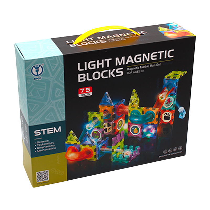 Kuličková dráha - magnetická, svítící stavebnice (75 ks)