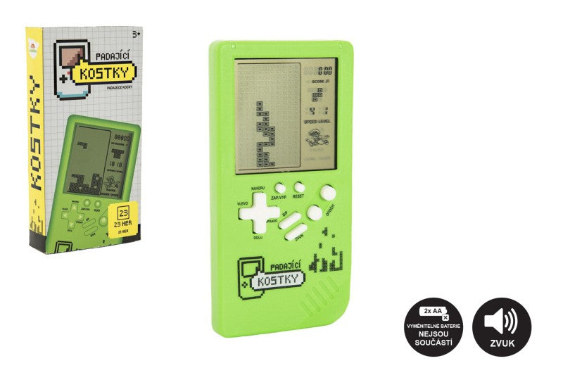 Digitální hra Padající kostky hlavolam plast 14x7 cm zelená