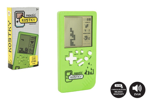 Digitální hra Padající kostky hlavolam plast 14x7 cm zelená