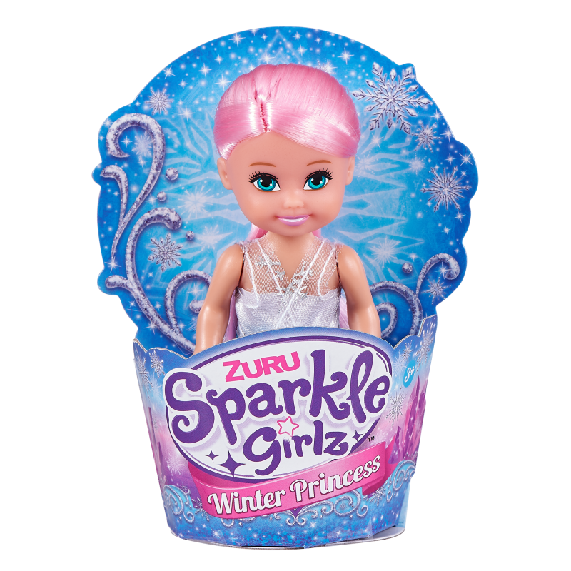 Princezna zimní Sparkle Girlz malá v kornoutku hnědé vlasy a fialové šaty