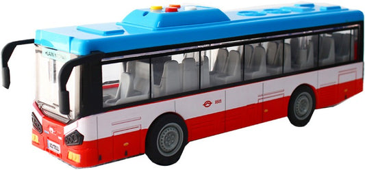Městský autobus na setrvačník s osvětlením a zvukem - červený