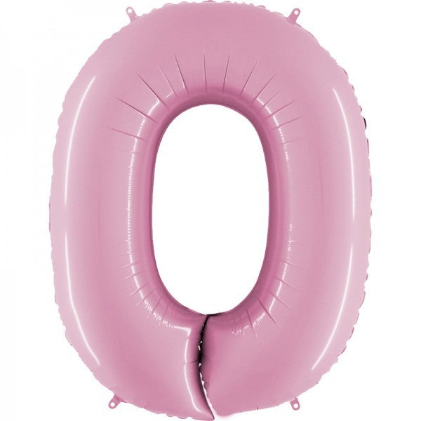Balónek foliový číslo 0 pastelově růžové 102cm