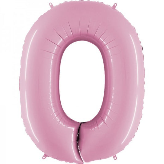 Balónek foliový číslo 0 pastelově růžové 102cm