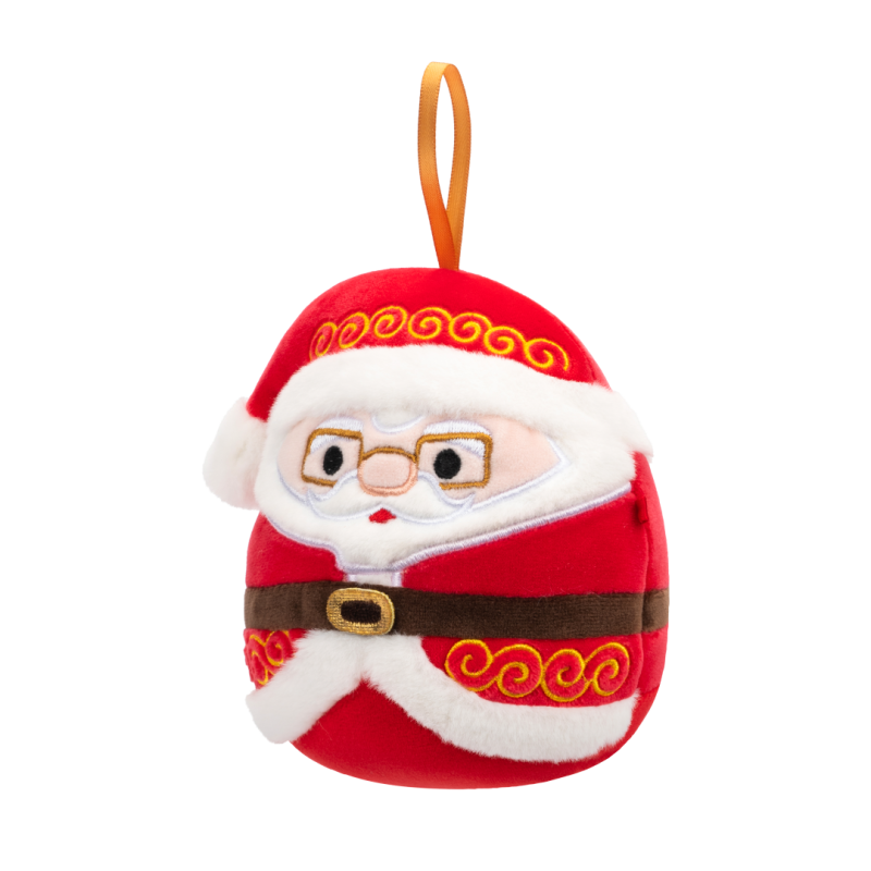 Plyšový mazlíček Squishmallows Vánoční ozdoba Santa s brýlemi - Nick, 10 cm