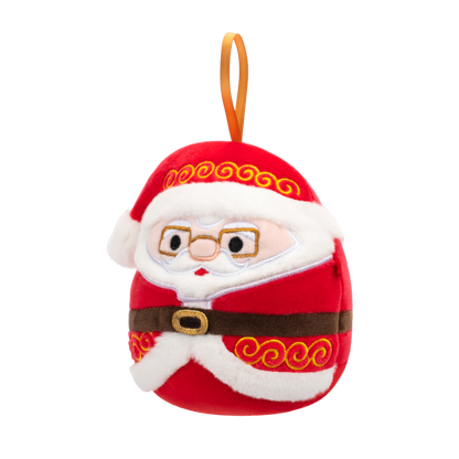 Plyšový mazlíček Squishmallows Vánoční ozdoba Santa s brýlemi - Nick, 10 cm