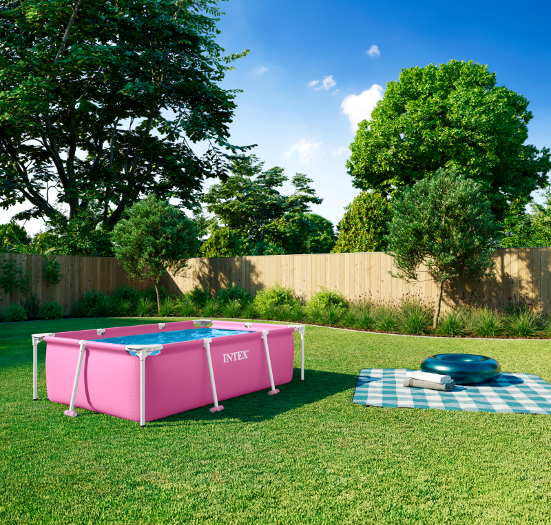 Bazén Pink Rectangular Frame 220x150x60 cm