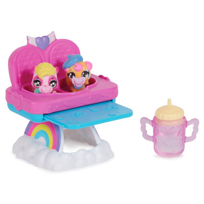 Hatchimals hrací set s krmicí židlí pro zvířátka